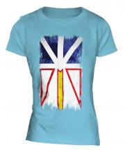 Newfoundland And Labrador Grunge Flag Ladies T-Shirt