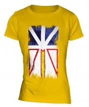 Newfoundland And Labrador Grunge Flag Ladies T-Shirt