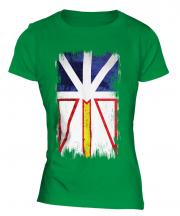 Newfoundland And Labrador Grunge Flag Ladies T-Shirt