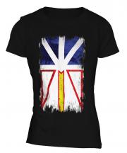 Newfoundland And Labrador Grunge Flag Ladies T-Shirt