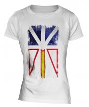 Newfoundland And Labrador Grunge Flag Ladies T-Shirt