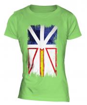 Newfoundland And Labrador Grunge Flag Ladies T-Shirt