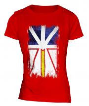 Newfoundland And Labrador Grunge Flag Ladies T-Shirt