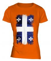Quebec Grunge Flag Ladies T-Shirt