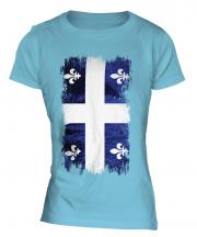 Quebec Grunge Flag Ladies T-Shirt