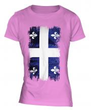 Quebec Grunge Flag Ladies T-Shirt