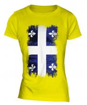 Quebec Grunge Flag Ladies T-Shirt