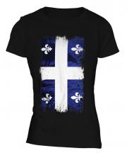 Quebec Grunge Flag Ladies T-Shirt