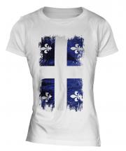 Quebec Grunge Flag Ladies T-Shirt