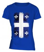 Quebec Grunge Flag Ladies T-Shirt