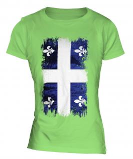 Quebec Grunge Flag Ladies T-Shirt