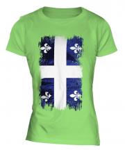 Quebec Grunge Flag Ladies T-Shirt