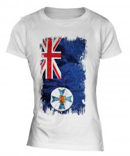 Queensland Grunge Flag Ladies T-Shirt