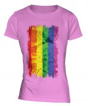 Gay Pride Grunge Flag Ladies T-Shirt