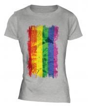 Gay Pride Grunge Flag Ladies T-Shirt