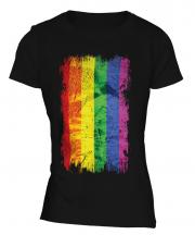 Gay Pride Grunge Flag Ladies T-Shirt