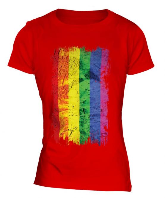 Gay Pride Grunge Flag Ladies T-Shirt