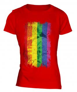 Gay Pride Grunge Flag Ladies T-Shirt