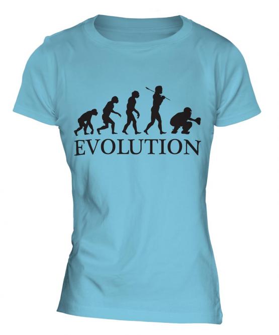 Baseball Catcher Evolution Ladies T-Shirt