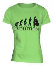 Double Bass Player Evolution Ladies T-Shirt