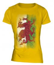 Wales Faded Flag Ladies T-Shirt