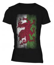 Wales Faded Flag Ladies T-Shirt
