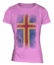 Aland Faded Flag Ladies T-Shirt