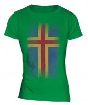 Aland Faded Flag Ladies T-Shirt