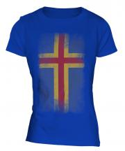Aland Faded Flag Ladies T-Shirt