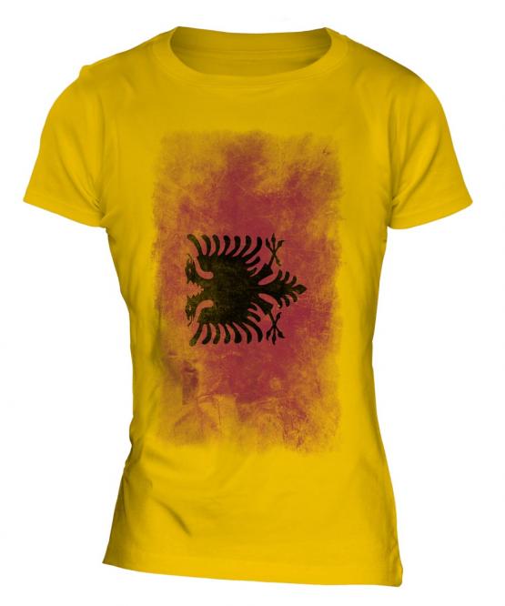 Albania Faded Flag Ladies T-Shirt