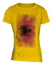 Albania Faded Flag Ladies T-Shirt