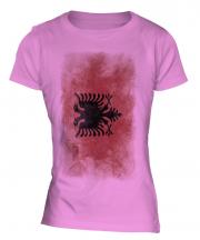 Albania Faded Flag Ladies T-Shirt