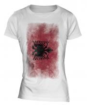 Albania Faded Flag Ladies T-Shirt