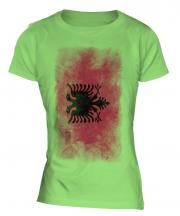 Albania Faded Flag Ladies T-Shirt