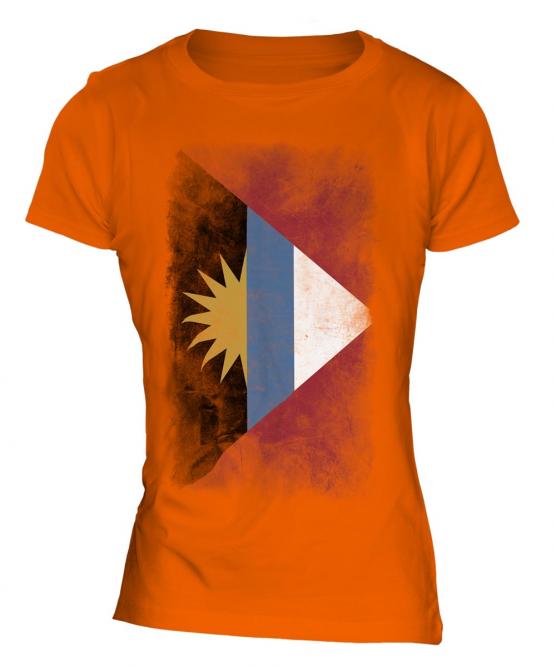 Antigua And Barbuda Faded Flag Ladies T-Shirt