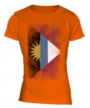 Antigua And Barbuda Faded Flag Ladies T-Shirt