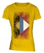 Antigua And Barbuda Faded Flag Ladies T-Shirt