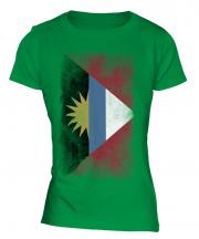 Antigua And Barbuda Faded Flag Ladies T-Shirt