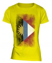 Antigua And Barbuda Faded Flag Ladies T-Shirt