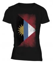 Antigua And Barbuda Faded Flag Ladies T-Shirt