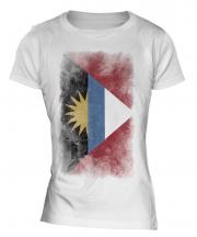 Antigua And Barbuda Faded Flag Ladies T-Shirt