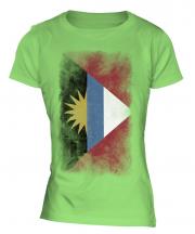 Antigua And Barbuda Faded Flag Ladies T-Shirt