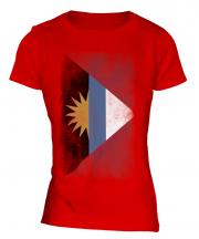 Antigua And Barbuda Faded Flag Ladies T-Shirt
