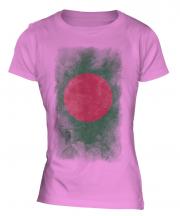 Bangladesh Faded Flag Ladies T-Shirt