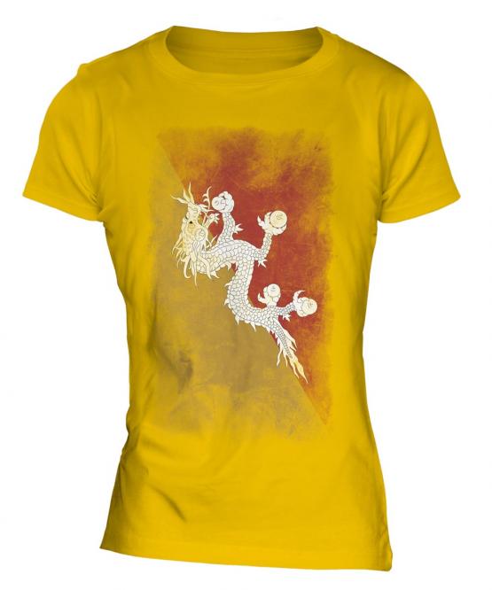 Bhutan Faded Flag Ladies T-Shirt