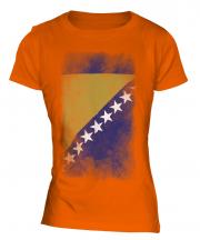 Bosnia And Herzegovina Faded Flag Ladies T-Shirt