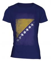 Bosnia And Herzegovina Faded Flag Ladies T-Shirt