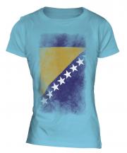 Bosnia And Herzegovina Faded Flag Ladies T-Shirt