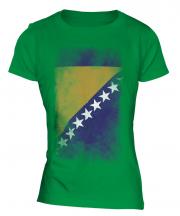 Bosnia And Herzegovina Faded Flag Ladies T-Shirt