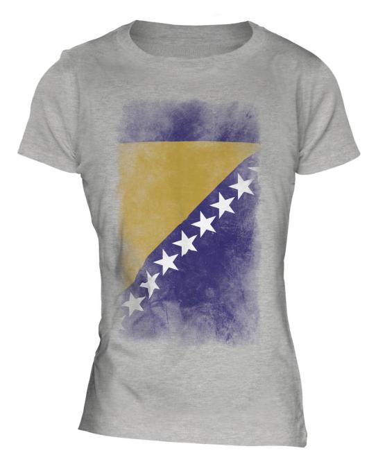 Bosnia And Herzegovina Faded Flag Ladies T-Shirt
